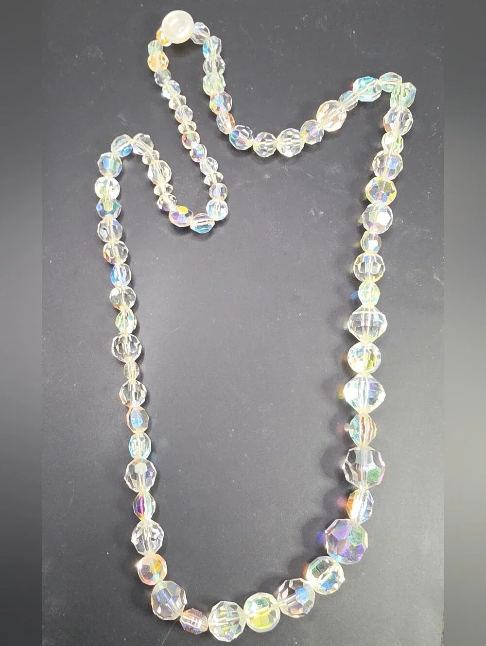 Aurora Crystal Bead Necklace - Iridescent Clear
